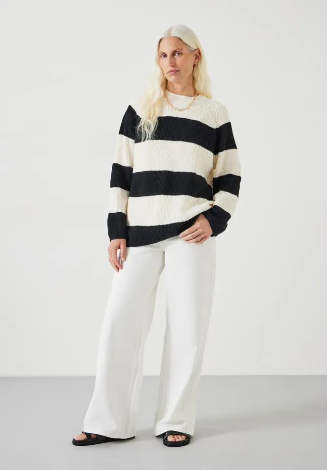 Hush Jumpers and Cardigans Women Konnie Striped Knitted Jumper Ecru Black Stripe Hush Jumpers and Cardigans Women Konnie Striped Knitted Jumper Ecru Black Stripe