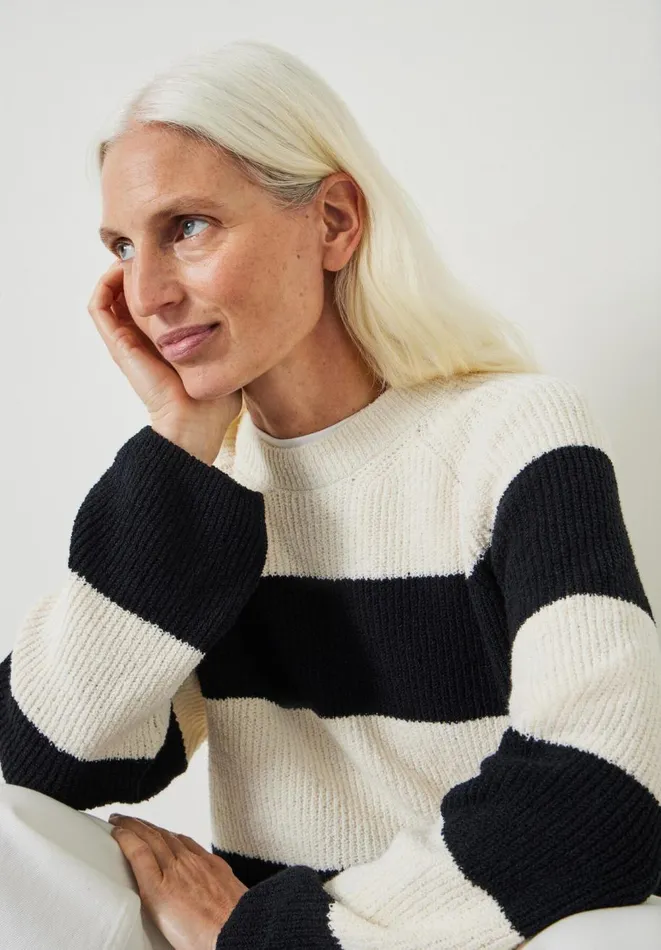 Hush Jumpers and Cardigans Women Konnie Striped Knitted Jumper Ecru Black Stripe Hush Jumpers and Cardigans Women Konnie Striped Knitted Jumper Ecru Black Stripe