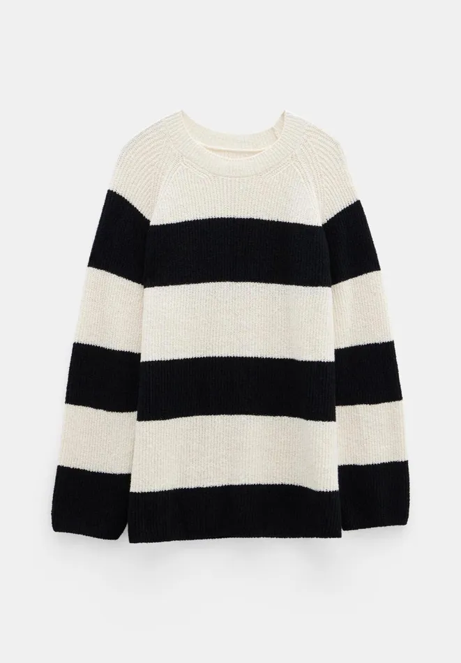 Hush Jumpers and Cardigans Women Konnie Striped Knitted Jumper Ecru Black Stripe Hush Jumpers and Cardigans Women Konnie Striped Knitted Jumper Ecru Black Stripe