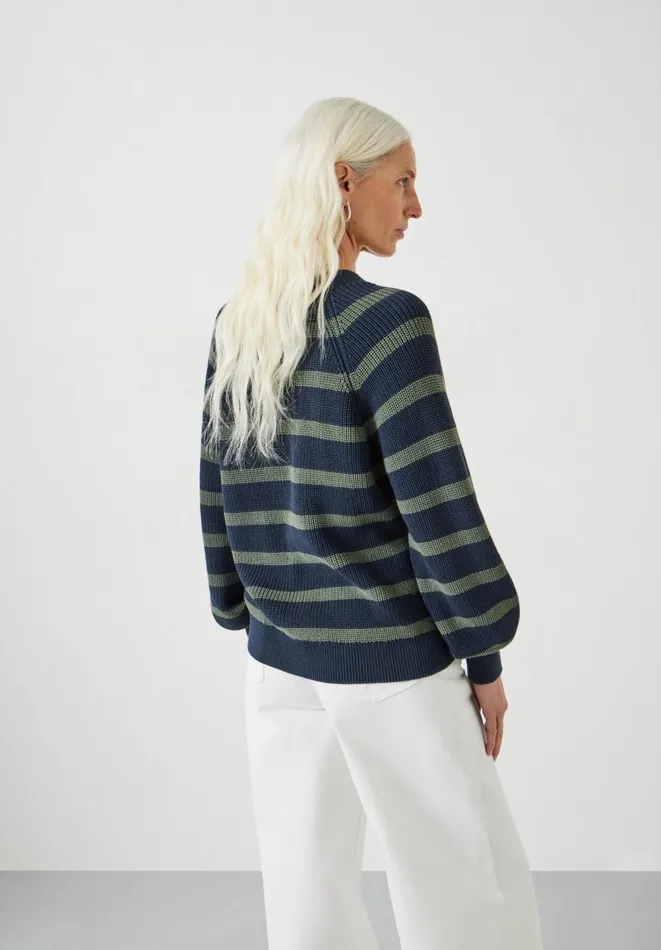 Hush Jumpers and Cardigans Women Rae Stripe Cotton Cardigan Navy Green Hush Jumpers and Cardigans Women Rae Stripe Cotton Cardigan Navy Green