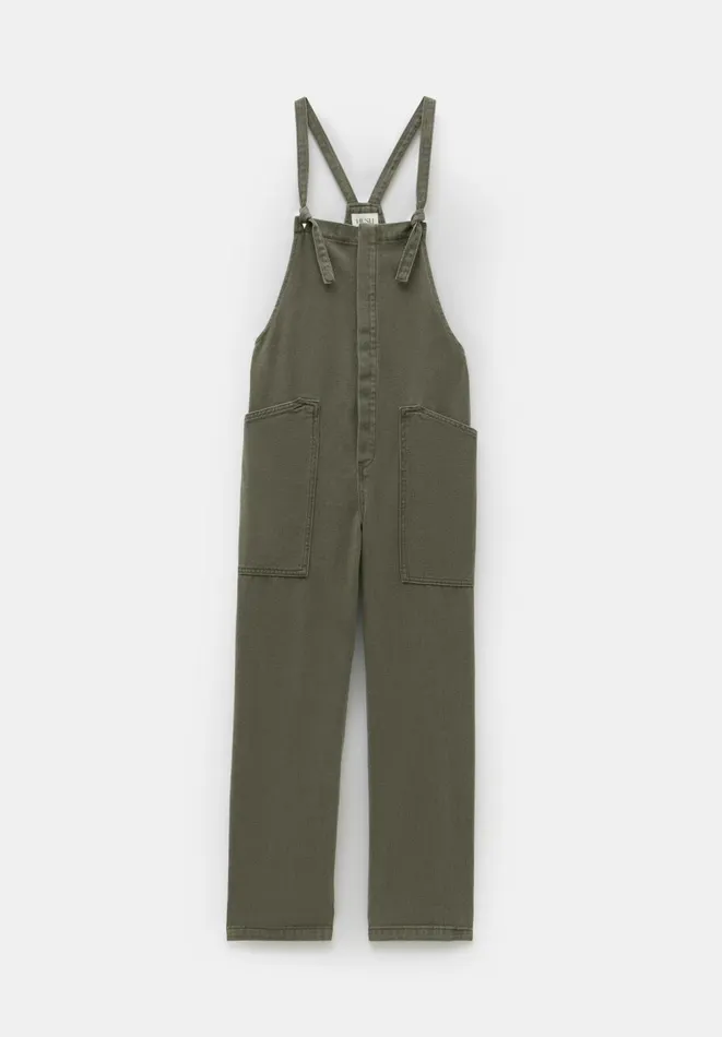 Hush Jumpsuits Women Ellie Denim Cropped Dungarees Olive Hush Jumpsuits Women Ellie Denim Cropped Dungarees Olive