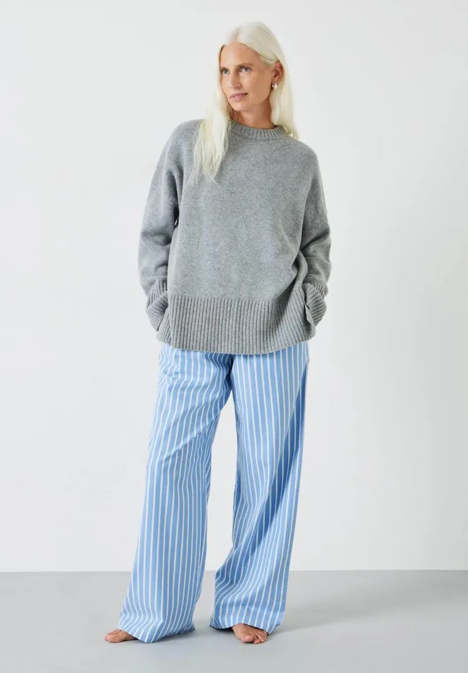 Hush Pyjamas and Nightwear Women Amita Brushed Cotton Blend Pyjama Trousers Blueecru Stripe