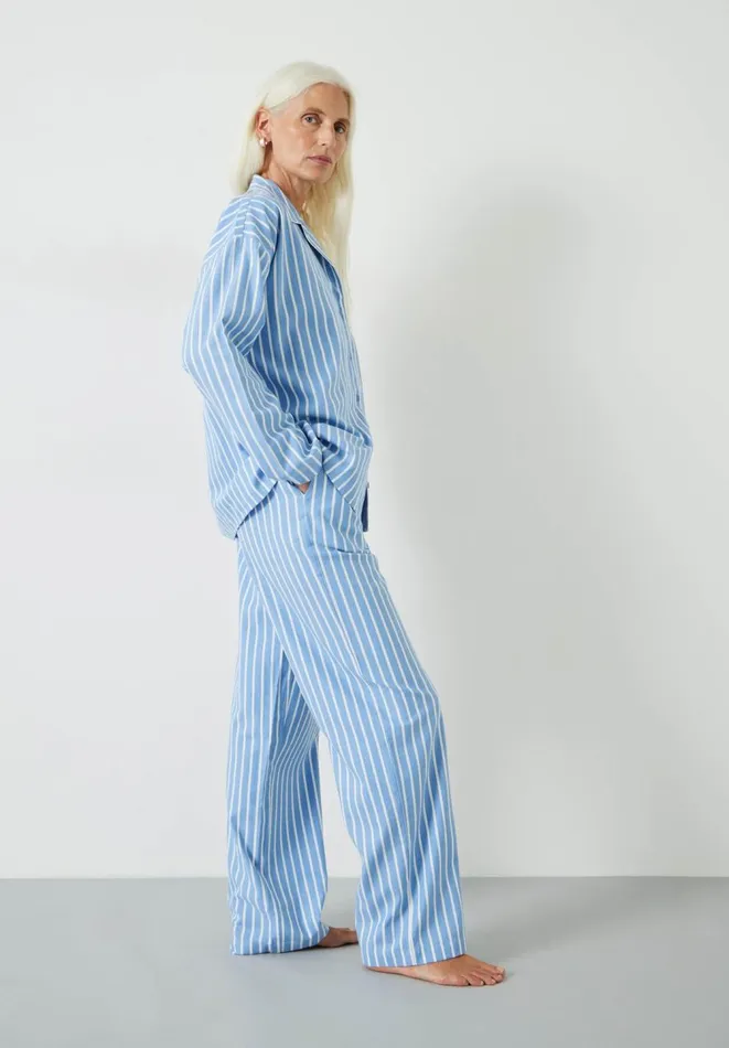Hush Pyjamas and Nightwear Women Amita Brushed Cotton Blend Pyjamas Blueecru Stripe Hush Pyjamas and Nightwear Women Amita Brushed Cotton Blend Pyjamas Blueecru Stripe