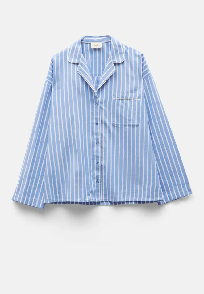 Hush Pyjamas and Nightwear Women Amita Brushed Cotton Blend Pyjamas Blueecru Stripe Hush Pyjamas and Nightwear Women Amita Brushed Cotton Blend Pyjamas Blueecru Stripe