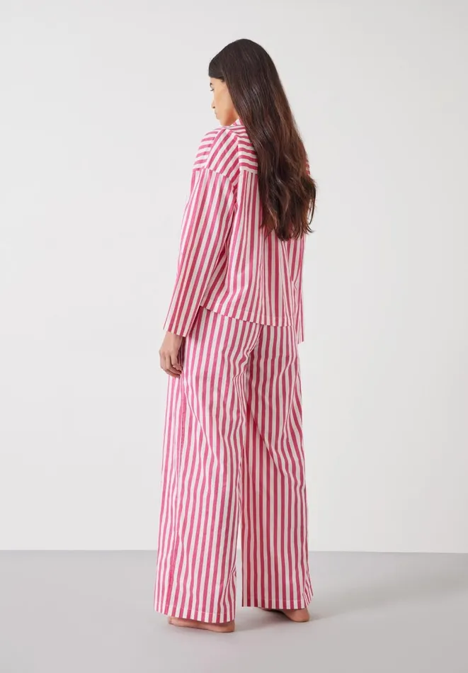 Hush Pyjamas and Nightwear Women Emerson Boxy Fit Shirt Pyjama Set Fluro Pink White Stripe