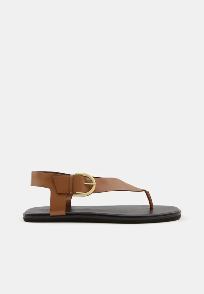 Hush Sandals Women Brinley Buckle Toe Post Sandal Tan