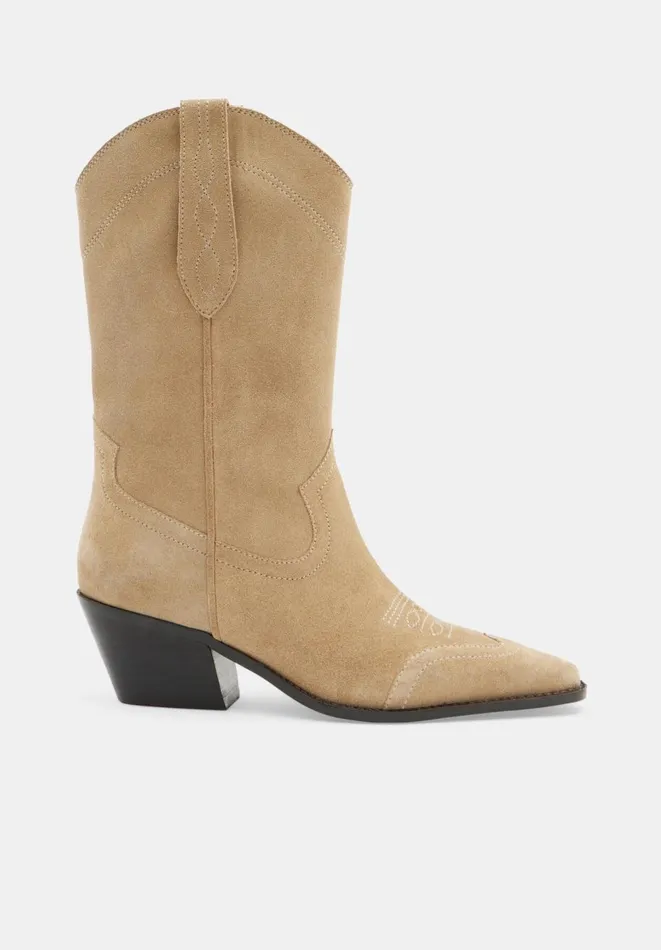 Hush Sandals Women Winona Suede Western Boots Taupe