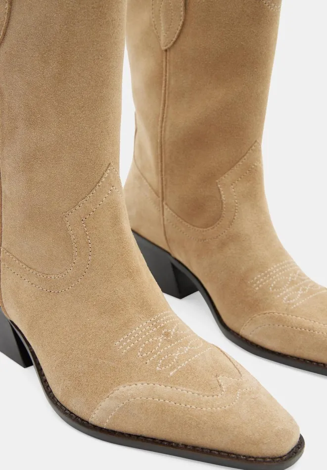 Hush Sandals Women Winona Suede Western Boots Taupe Hush Sandals Women Winona Suede Western Boots Taupe