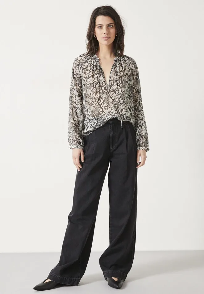 Hush Shirts and Blouses Women Alicia Gathered Blouse Snakeskin Neutral Hush Shirts and Blouses Women Alicia Gathered Blouse Snakeskin Neutral
