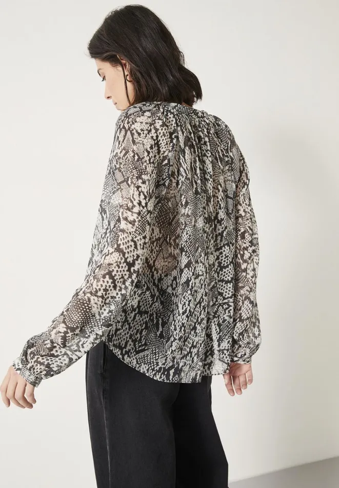 Hush Shirts and Blouses Women Alicia Gathered Blouse Snakeskin Neutral Hush Shirts and Blouses Women Alicia Gathered Blouse Snakeskin Neutral