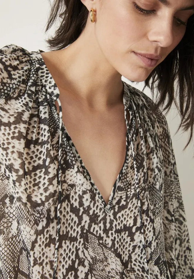 Hush Shirts and Blouses Women Alicia Gathered Blouse Snakeskin Neutral Hush Shirts and Blouses Women Alicia Gathered Blouse Snakeskin Neutral