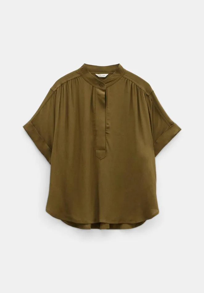 Hush Shirts and Blouses Women Anika Oversized Short Sleeve Blouse Army Olive Hush Shirts and Blouses Women Anika Oversized Short Sleeve Blouse Army Olive
