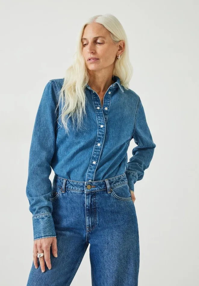 Hush Shirts and Blouses Women Danica Fitted Denim Shirt Blue Denim