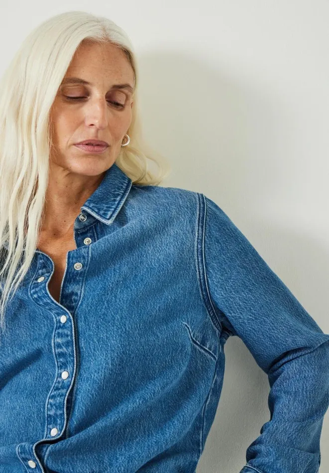 Hush Shirts and Blouses Women Danica Fitted Denim Shirt Blue Denim