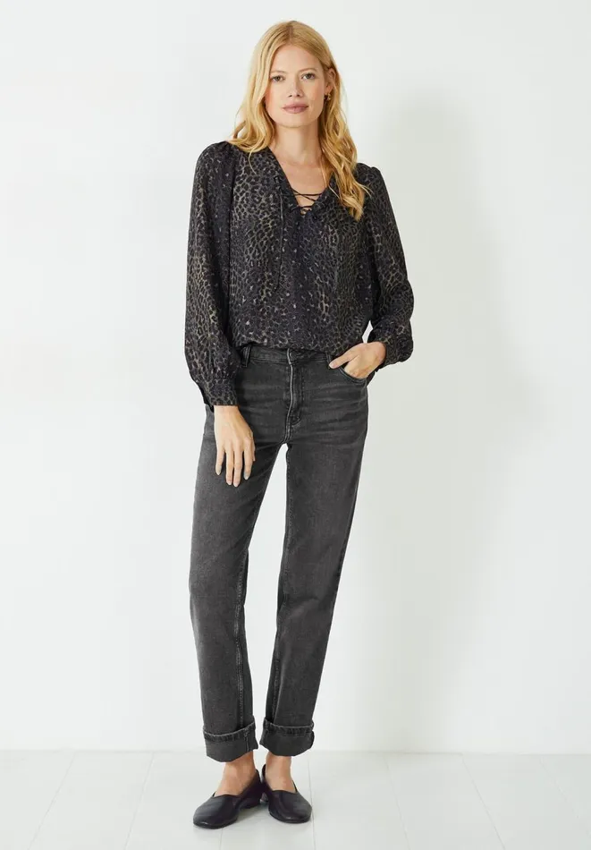 Hush Shirts and Blouses Women Lara Tie Top Ombre Leopard Khaki