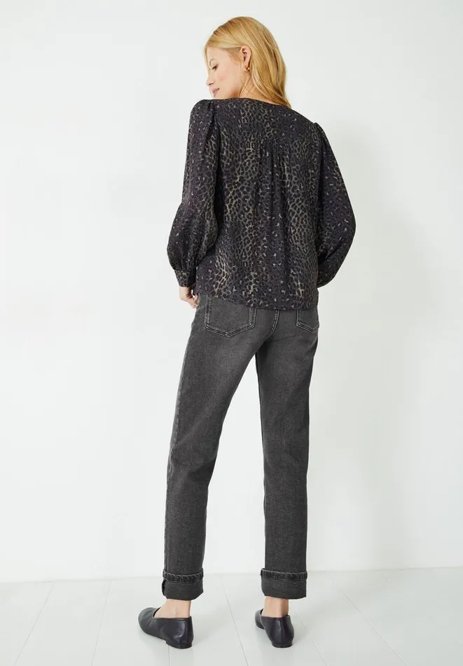 Hush Shirts and Blouses Women Lara Tie Top Ombre Leopard Khaki