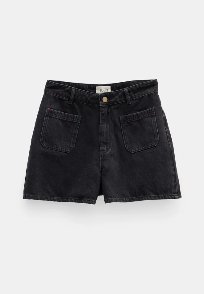 Hush Shorts Women Patch Pocket Denim Shorts Washed Black Hush Shorts Women Patch Pocket Denim Shorts Washed Black