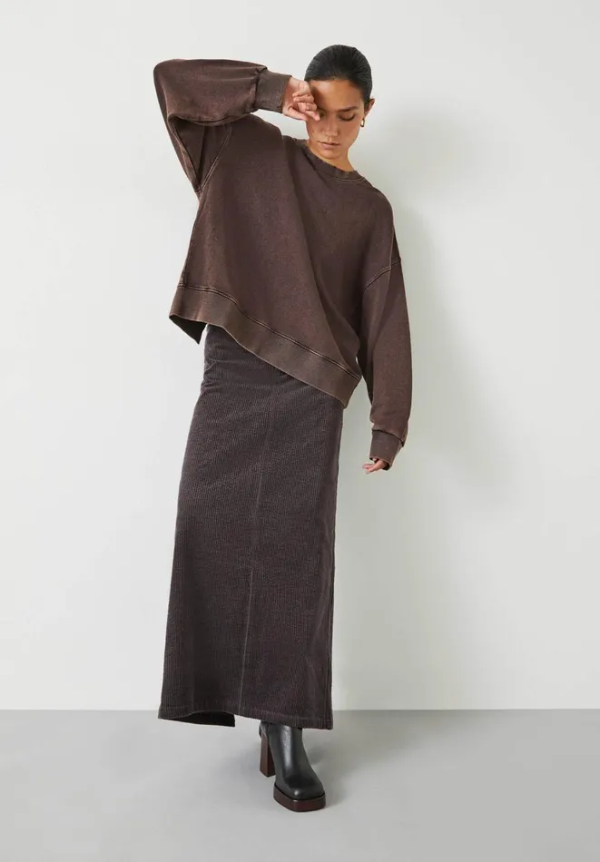 Hush Skirts Women Alanna Cord Maxi Skirt Dark Brown