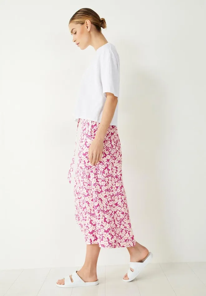 Hush Skirts Women Gigi Belted Midi Skirt Meadow Ditsy Purple
