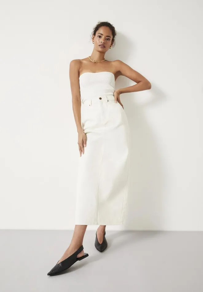 Hush Skirts Women Jaz Denim Maxi Skirt Ecru