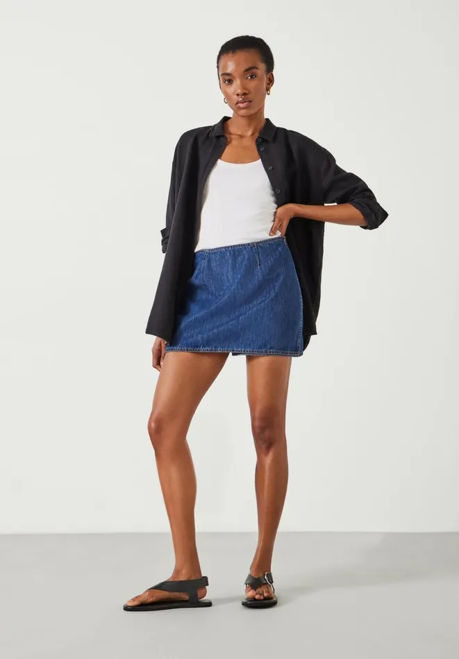 Hush Skirts Women Madeline Denim Mini Skort Mid Authentic Wash