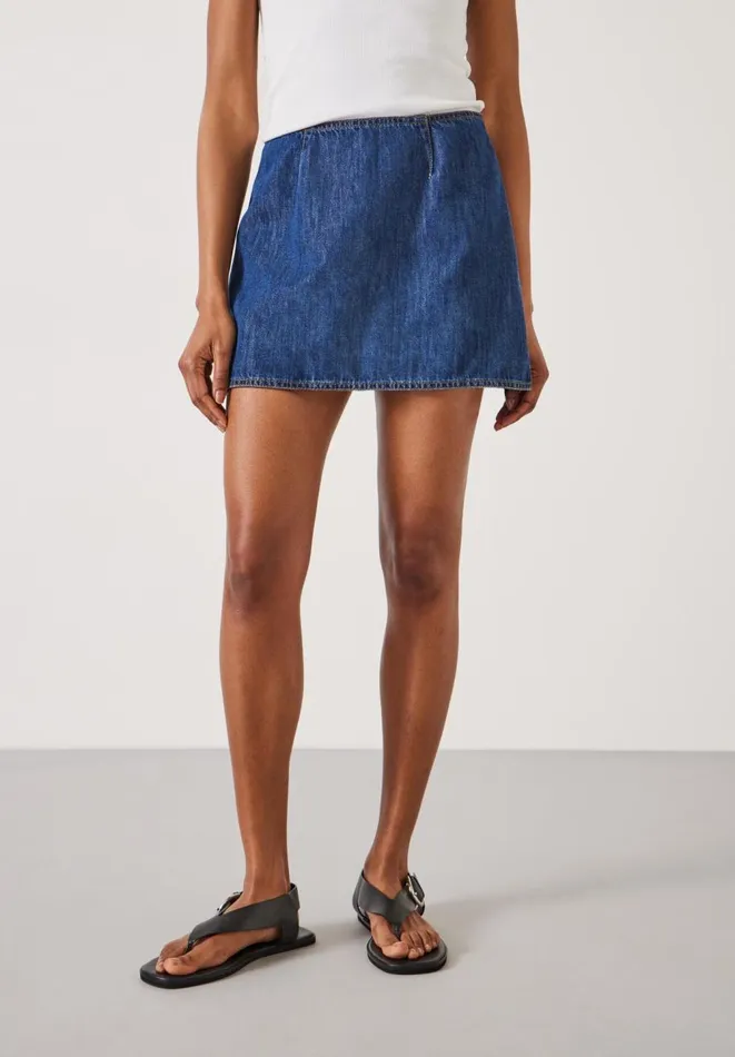 Hush Skirts Women Madeline Denim Mini Skort Mid Authentic Wash