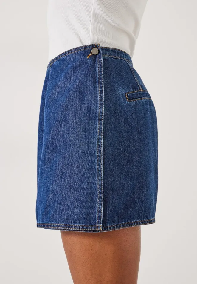 Hush Skirts Women Madeline Denim Mini Skort Mid Authentic Wash