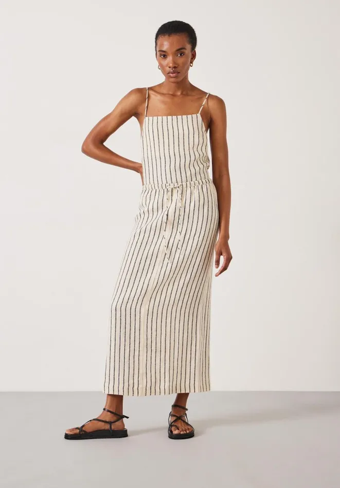 Hush Skirts Women Paula Stripe Linen Maxi Skirt Speckle Stripe Navy