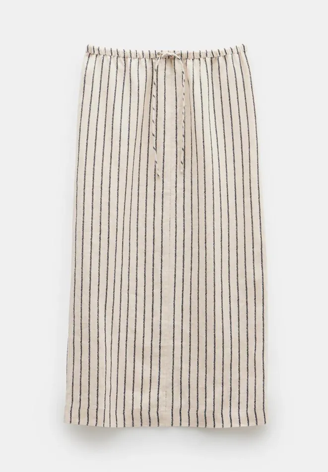 Hush Skirts Women Paula Stripe Linen Maxi Skirt Speckle Stripe Navy Hush Skirts Women Paula Stripe Linen Maxi Skirt Speckle Stripe Navy