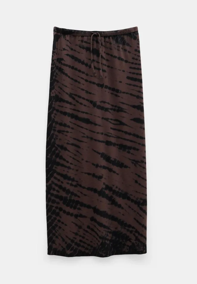 Hush Skirts Women Zeena Cotton Printed Maxi Skirt Diagonal Tie Dye Dark Brown Hush Skirts Women Zeena Cotton Printed Maxi Skirt Diagonal Tie Dye Dark Brown