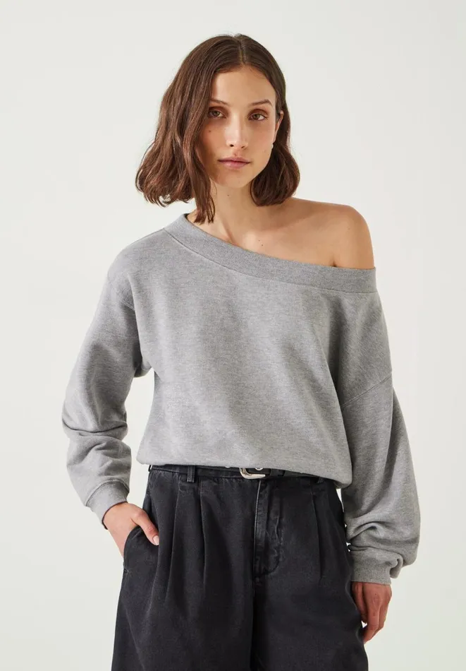 Hush Sweatshirts and Hoodies Women Carlota Off Shoulder Sweatshirt Grey Marl Hush Sweatshirts and Hoodies Women Carlota Off Shoulder Sweatshirt Grey Marl