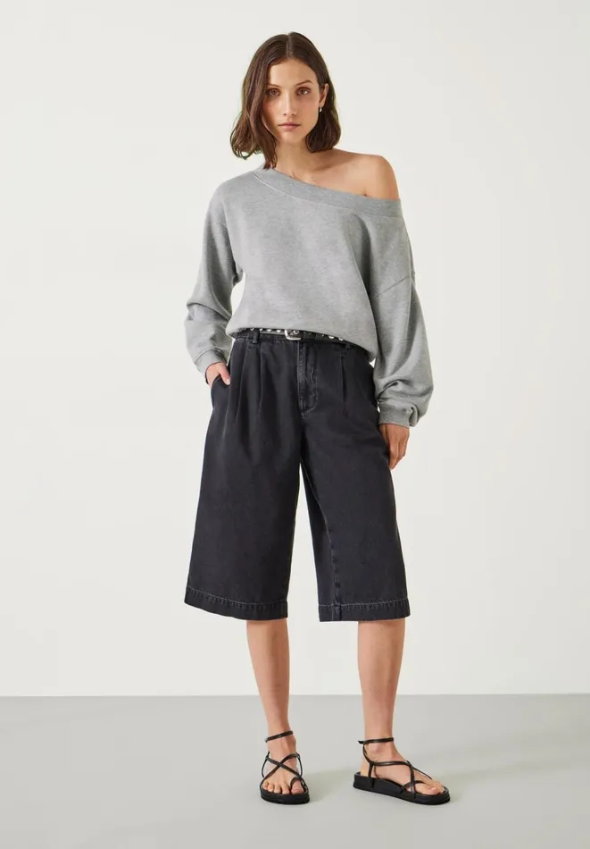 Hush Sweatshirts and Hoodies Women Carlota Off Shoulder Sweatshirt Grey Marl Hush Sweatshirts and Hoodies Women Carlota Off Shoulder Sweatshirt Grey Marl