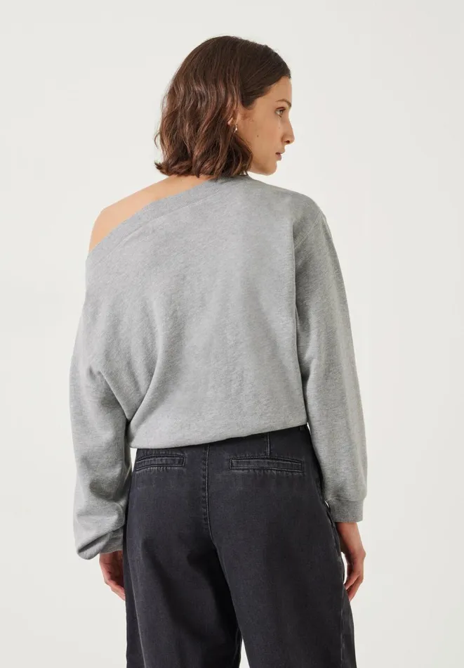 Hush Sweatshirts and Hoodies Women Carlota Off Shoulder Sweatshirt Grey Marl Hush Sweatshirts and Hoodies Women Carlota Off Shoulder Sweatshirt Grey Marl
