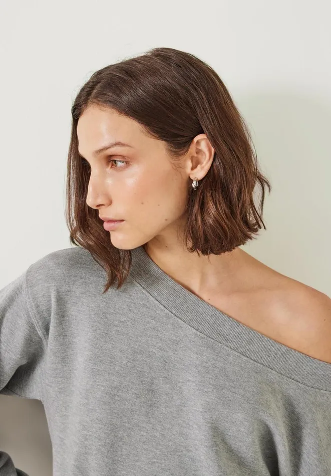 Hush Sweatshirts and Hoodies Women Carlota Off Shoulder Sweatshirt Grey Marl Hush Sweatshirts and Hoodies Women Carlota Off Shoulder Sweatshirt Grey Marl