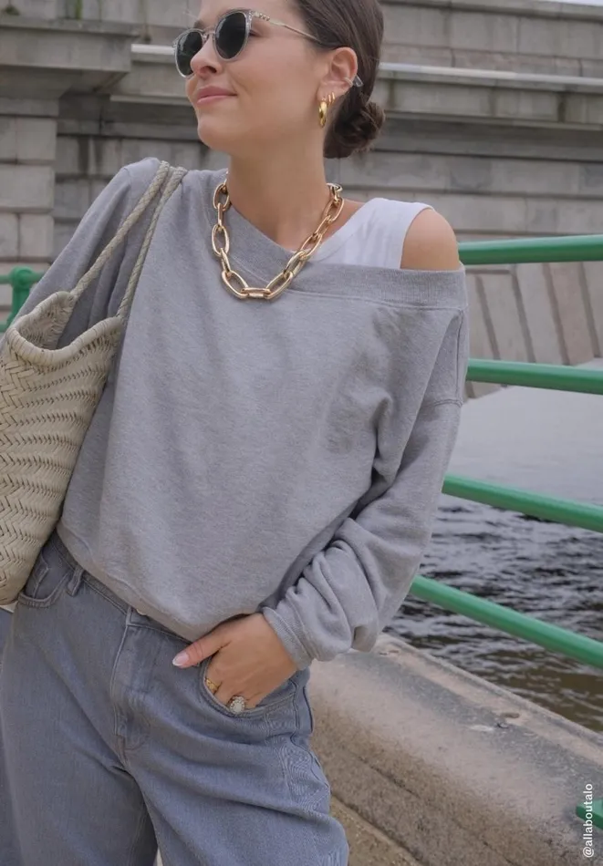 Hush Sweatshirts and Hoodies Women Carlota Off Shoulder Sweatshirt Grey Marl Hush Sweatshirts and Hoodies Women Carlota Off Shoulder Sweatshirt Grey Marl