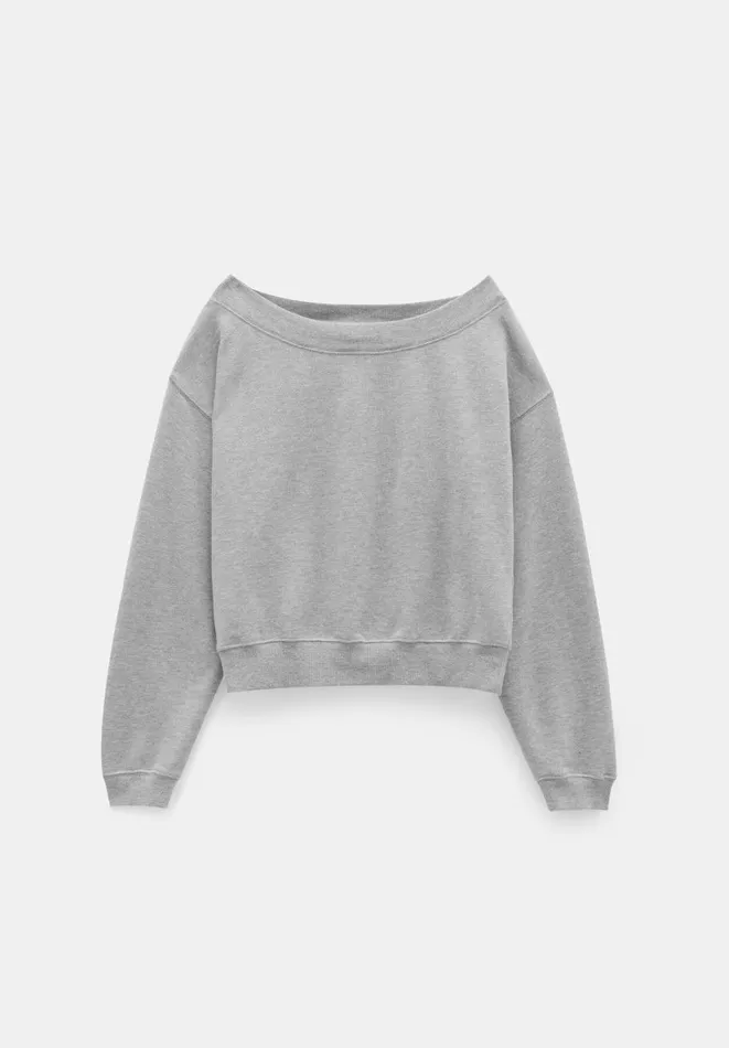 Hush Sweatshirts and Hoodies Women Carlota Off Shoulder Sweatshirt Grey Marl Hush Sweatshirts and Hoodies Women Carlota Off Shoulder Sweatshirt Grey Marl