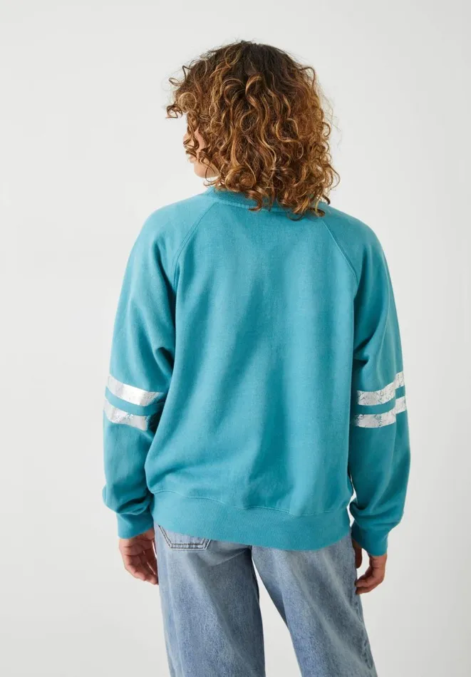 Hush Sweatshirts and Hoodies Women Metallic Stripe Relaxed Sweatshirt Teal Hush Sweatshirts and Hoodies Women Metallic Stripe Relaxed Sweatshirt Teal