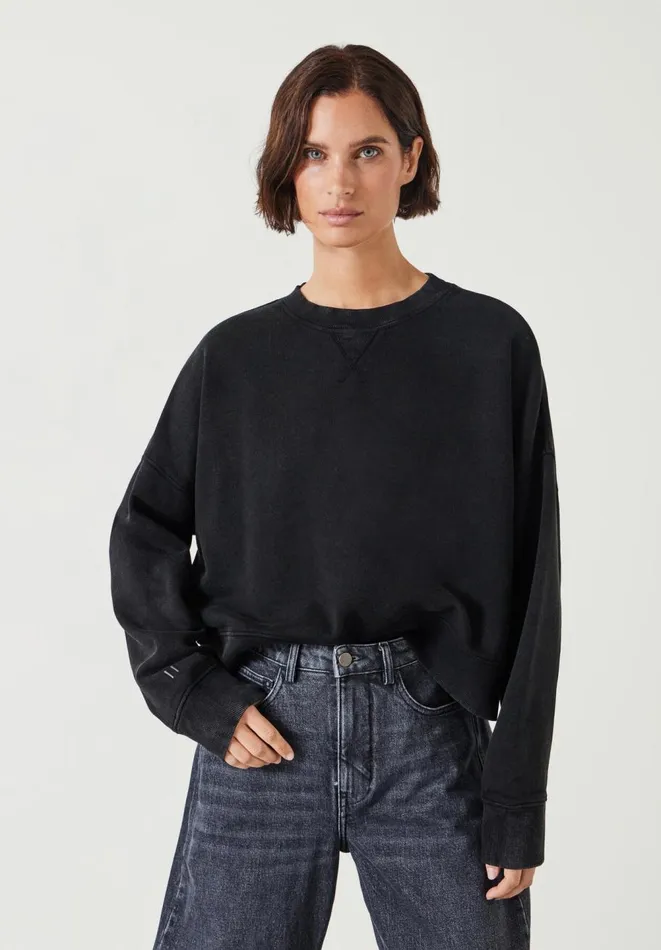 Hush Sweatshirts and Hoodies Women Micaela Cropped Sweatshirt Washed Black