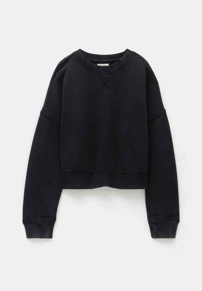 Hush Sweatshirts and Hoodies Women Micaela Cropped Sweatshirt Washed Black Hush Sweatshirts and Hoodies Women Micaela Cropped Sweatshirt Washed Black