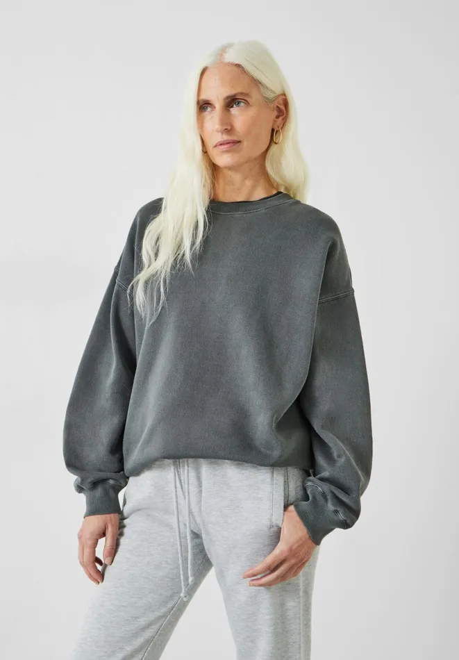 Hush Sweatshirts and Hoodies Women Quade Cotton Oversized Sweatshirt Dark Grey
