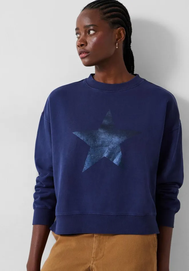 Hush Sweatshirts and Hoodies Women Roxy Metallic Star Sweatshirt Dark Navy
