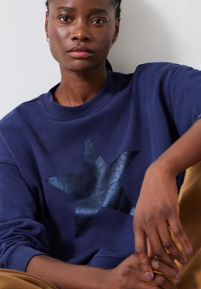 Hush Sweatshirts and Hoodies Women Roxy Metallic Star Sweatshirt Dark Navy Hush Sweatshirts and Hoodies Women Roxy Metallic Star Sweatshirt Dark Navy