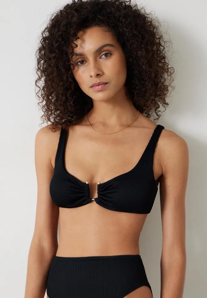 Hush Swimwear and Beachwear Women Chloe Rib Bikini Top Black