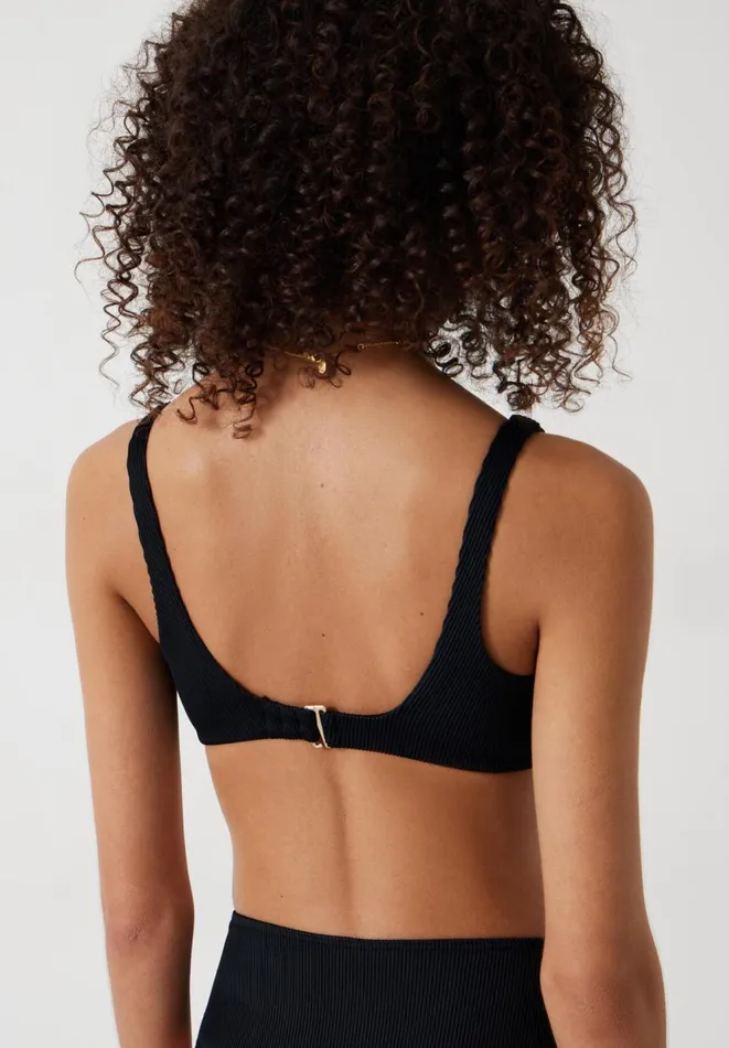 Hush Swimwear and Beachwear Women Chloe Rib Bikini Top Black