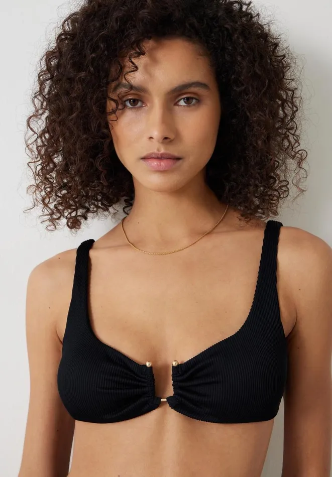 Hush Swimwear and Beachwear Women Chloe Rib Bikini Top Black