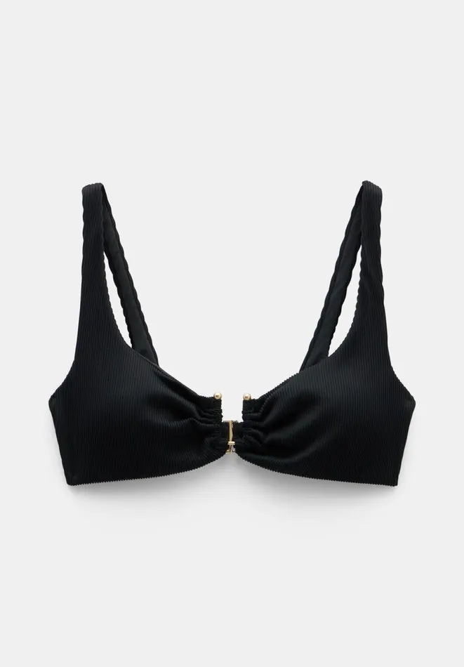Hush Swimwear and Beachwear Women Chloe Rib Bikini Top Black