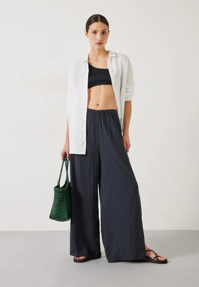 Hush Swimwear and Beachwear Women Elodie Oversized Cheesecloth Trousers Black