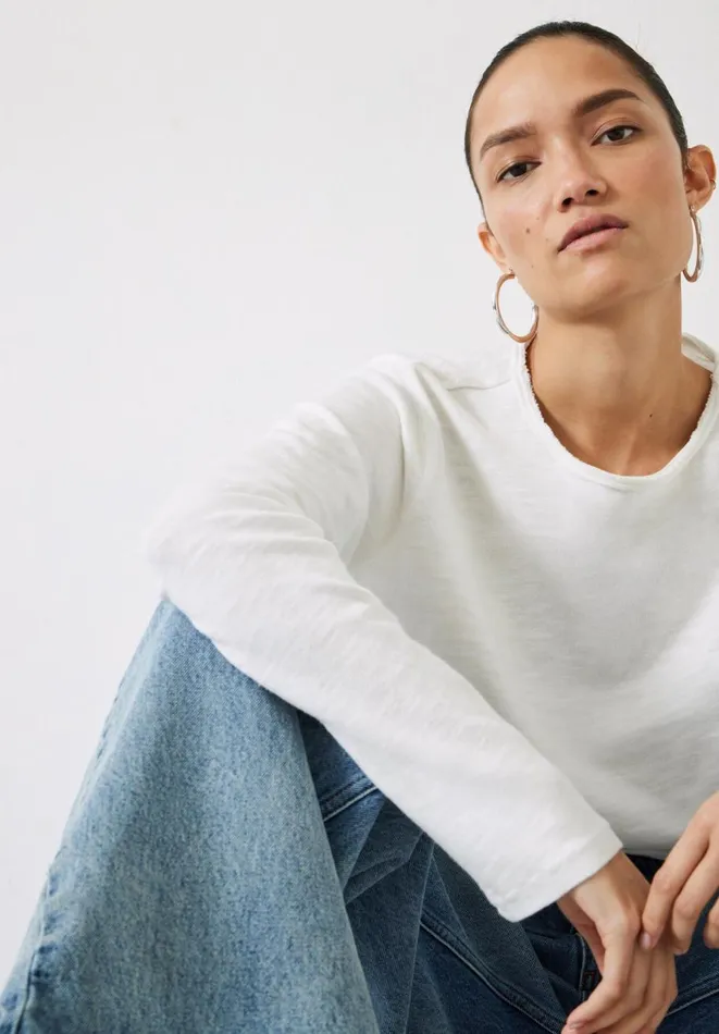 Hush Tops and Tshirts Women Addison Cotton Crew Neck Top White