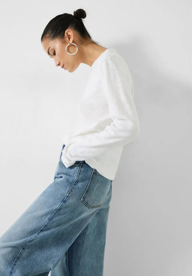 Hush Tops and Tshirts Women Addison Cotton Crew Neck Top White