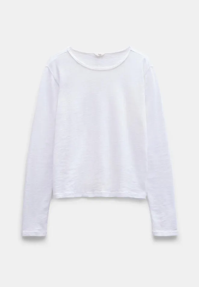 Hush Tops and Tshirts Women Addison Cotton Crew Neck Top White